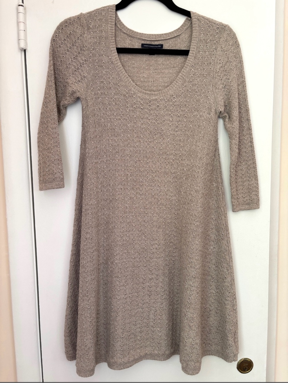 american eagle cozy 3/4 oatmeal knit dress